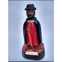 Imagem Exu Capa Preta Em Pe C/ Cartola Escultura Gesso Estatua 10cm