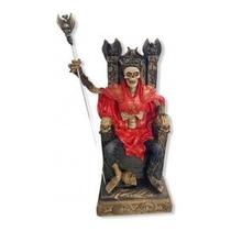 Imagem Exu Caveira No Trono Verm. Escultura Resina Estatua