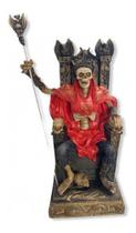 Imagem Exu Caveira No Trono Verm. Escultura Resina Estatua