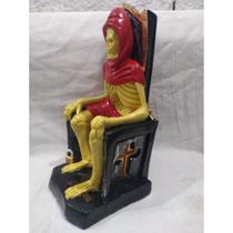 Imagem Exu Tata Caveira Trono Escultura Gesso Estatua 40 Cm