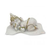 Imagem Ganesh Baby Branco Escultura Resina 13 cm Imagem Ganesh Baby Branco Escultura Resina 13 cm