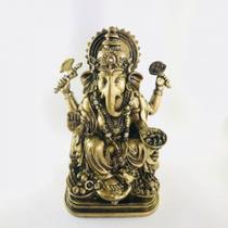 Imagem Ganesh Dourado Velho Escultura Resina 15 cm Imagem Ganesh Dourado Velho Escultura Resina 15 cm