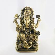 Imagem Ganesh Dourado Velho Escultura Resina 15 cm Imagem Ganesh Dourado Velho Escultura Resina 15 cm