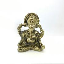 Imagem Ganesh Meditando Dourado Escultura Metal 05 cm