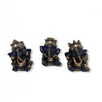 Imagem Ganesh Preto Dourado Escultura Resina 08 cm Imagem Ganesh Preto Dourado Escultura Resina 08 cm