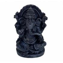 Imagem Ganesh Trono Preta Escultura Resina 09 cm