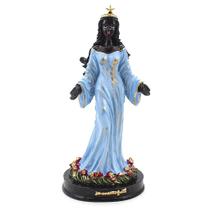 Imagem Iemanjá Preta Vestido Azul Resina 20 cm Imagem Iemanjá Preta Vestido Azul Resina 20 cm