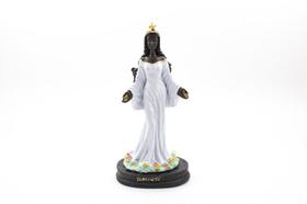 Imagem Iemanjá Preta Vestido Branco Gesso 20 cm - Amém Decoração Religiosa