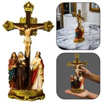 Imagem Jesus Crucificado com Maria, Madalena e São João Resina 28 cm - Armazém Católico
