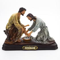 Imagem Jesus Lava Pés Importado Resina 20 cm Imagem Jesus Lava Pés Importado Resina 20 cm