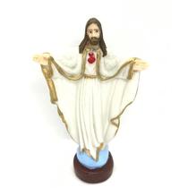 Imagem Jesus Oxalá Braços Abertos Branco Em Resina 15 Cm