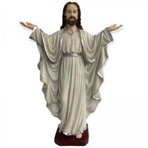 Imagem Jesus Oxalá Prata Palmas para Cima 30 cm em Resina