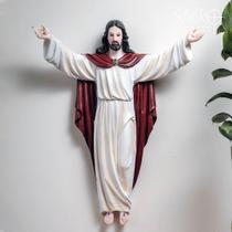 Imagem Jesus Ressuscitado De Parede 60cm Resina Importada