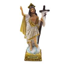 Imagem Jesus Ressuscitado Importado Resina 13 cm - Amém Decoração Religiosa