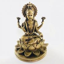 Imagem Lakshimi Dourada Escultura Resina Estátua 15 cm