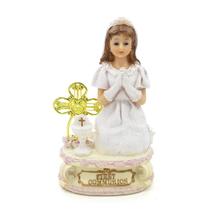 Imagem Lembranças 1ª Eucaristia Menina Com Led Importada Resina 15cm