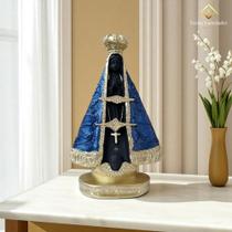 Imagem Nossa Senhora Aparecida 25cm Estátua em Gesso com Manto Azul AVB DECOR Imagem Nossa Senhora Aparecida 25cm Estátua em Gesso com Manto Azul AVB DECOR