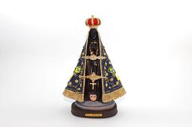 Imagem Nossa Senhora Aparecida Bandeira Resina 22 cm Imagem Nossa Senhora Aparecida Bandeira Resina 22 cm