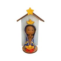 Imagem Nossa Senhora Aparecida Biscuit no Oratório 12cm - Artesanal