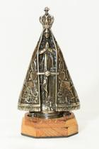 Imagem Nossa Senhora Aparecida De Metal C/ Base De Madeira