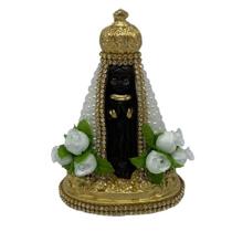 Imagem Nossa Senhora Aparecida Decorada Com Pérolas E Flores