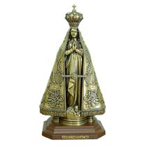 Imagem Nossa Senhora Aparecida em metal ouro velho 32 cm ARE7633
