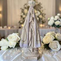 Imagem Nossa Senhora Aparecida em pérolas - 66cm Strass prateado