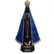 Imagem nossa senhora aparecida gesso azul 34cm detalhista