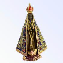 Imagem Nossa Senhora Aparecida Manto Bordado 15 cm Resina