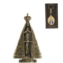 Imagem Nossa Senhora Aparecida Metal 12 Cm + Chaveiro