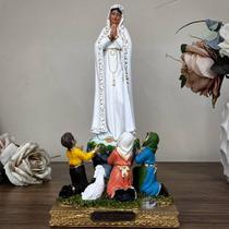 Imagem Nossa Senhora De Fátima Com Pastores 20 cm Resina