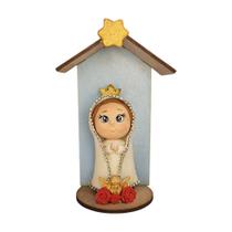 Imagem Nossa Senhora de Fátima em Biscuit Oratório MDF 15cm
