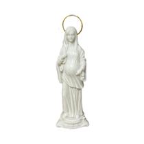 Imagem Nossa Senhora Gravida Esplendor 19cm Resina Branca Delicado Decoração Religiosa Devoção Imagem Nossa Senhora Gravida Esplendor 19cm Resina Branca Delicado Decoração Religiosa Devoção