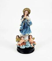Imagem Nossa Senhora Imaculada Conceição Com Anjos Resina Colorido Imagem Nossa Senhora Imaculada Conceição Com Anjos Resina Colorido