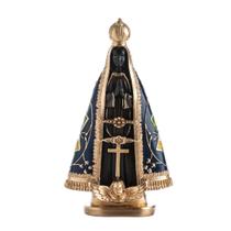 Imagem Nossa Sra. Aparecida 30cm Gesso Resinado c/ Bandeira