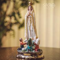 Imagem Nss Sra De Fátima Com Pastores 30cm Resina Importada - Sacro