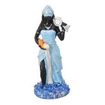 Imagem Orixa Iemanja Azul Escultura Resina Estatua 25 Cm