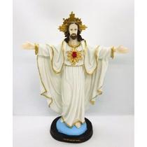 Imagem Oxala Bracos Abertos Escultura Resina Estatua 30 Cm