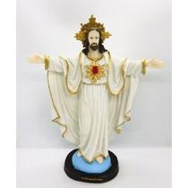 Imagem Oxala Bracos Abertos Escultura Resina Estatua 30 Cm