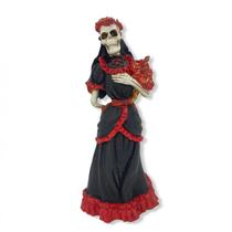 Imagem Pomba Gira Caveira Preta e Vermelha Resina 25 Cm