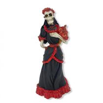 Imagem Pomba Gira Caveira Preta e Vermelha Resina 25 Cm