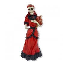 Imagem Pomba Gira Caveira Vermelha Escultura Resina 25 Cm