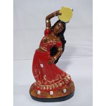 Imagem Pomba Gira Cigana Do Pandeiro Escultura Gesso 20Cm