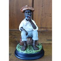 Imagem Preto Velho Sentado em Resina 12cm Umbanda Candomblé