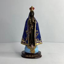 Imagem religiosa de resina nacional nossa senhora aparecida 15cm azul santa