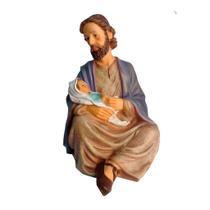 Imagem Sacra Em Resina De São José Sentado Com Menino Jesus No Colo Imagem Sacra Em Resina De São José Sentado Com Menino Jesus No Colo
