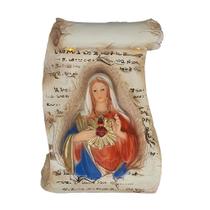 Imagem Sacra Em Resina Do Imaculado Coração De Maria Tipo Estampada No Pergaminho Com Luz - Wincy