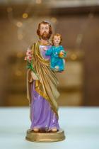 Imagem Sacra Estatueta Estatua São José 22cm Roxo Resina Imagem Sacra Estatueta Estatua São José 22cm Roxo Resina