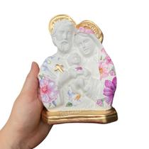 Imagem Sagrada Família 17cm com flores/ Lembrança Casamento