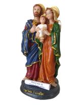 Imagem Sagrada Família com oração 12cm Resina